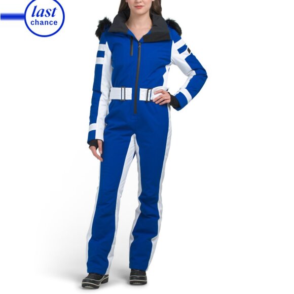 NILS Cobalt/white Snowbird Faux Fur Insulated Suit - Picture 1 of 2